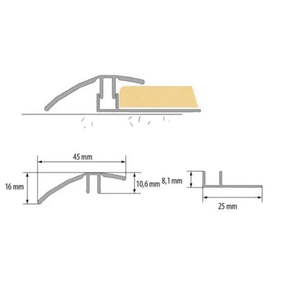 Door Bars Threshold Strip 0.9m Transition Trim Tiles to Laminate Carpet