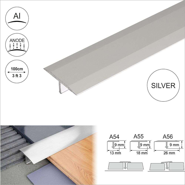 13mm Anodised Aluminium Door Threshold Trim T Bar Transition Strip For Tiles