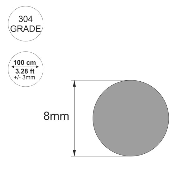 1m Long Stainless Steel Round Bar Steel Rod – GRADE 304