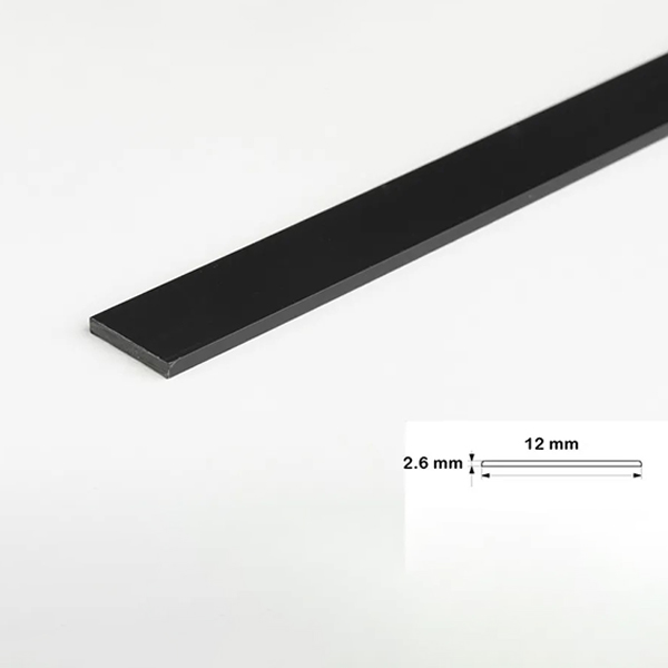 1m PVC Black Durable Flat Bar Trim Architrave, Cover