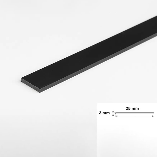 1m PVC Black Durable Flat Bar Trim Architrave, Cover