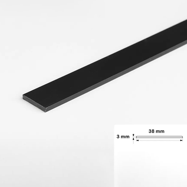 1m PVC Black Durable Flat Bar Trim Architrave, Cover