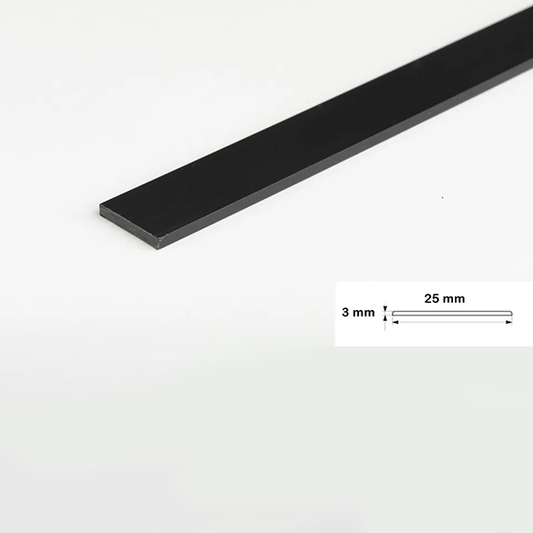 2.5 Metre PVC Black Durable Flat Bar Trim Architrave Cover