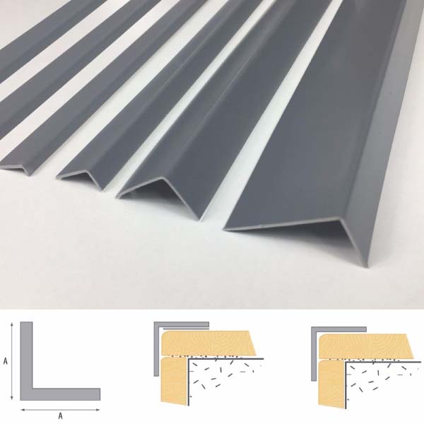 2.5m Unequal Gray Plastic PVC Corner 90 Degree Angle Trim