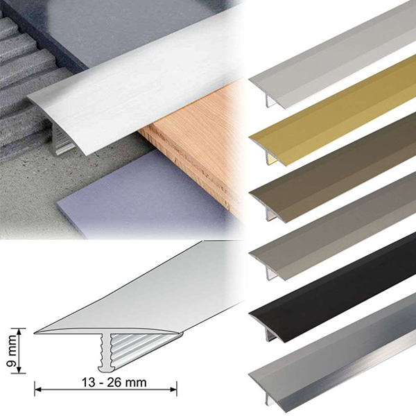 26mm Anodised Aluminium Threshold Trim T Bar Transition Trim For Tiles