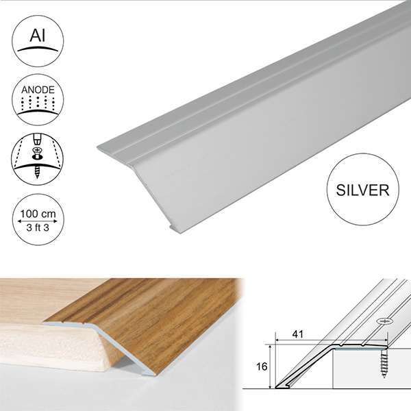 41mm Anodised Aluminium Door Threshold Ramp Profile Screwfix