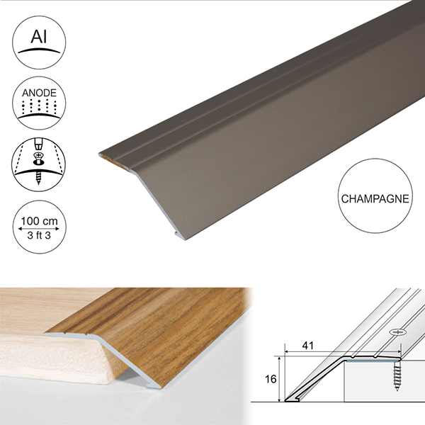 41mm Anodised Aluminium Door Threshold Ramp Profile Screwfix