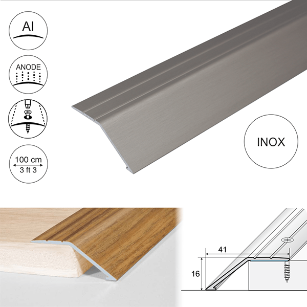 41mm Anodised Aluminium Door Threshold Ramp Profile Screwfix