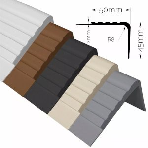  Anti/Non Slip PVC Angle 50 x 45mm Rubber Stair Nosing  Step Edging Trim