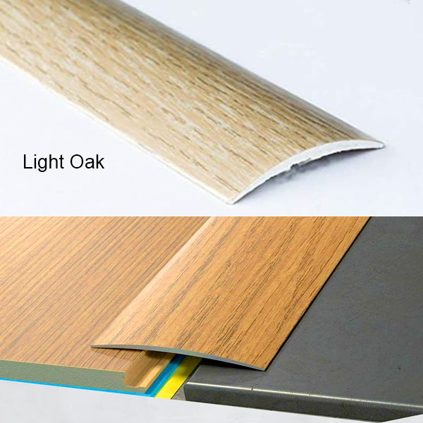 80mm Wide Self-Adhesive Aluminium Wood Effect Transition Strip Carpet Cover Door Floor Threshold