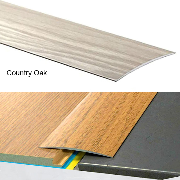 80mm Wide Self-Adhesive Aluminium Wood Effect Transition Strip Carpet Cover Door Floor Threshold