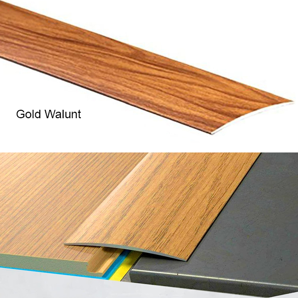 80mm Wide Self-Adhesive Aluminium Wood Effect Transition Strip Carpet Cover Door Floor Threshold