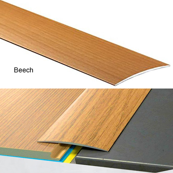 80mm Wide Self-Adhesive Aluminium Wood Effect Transition Strip Carpet Cover Door Floor Threshold