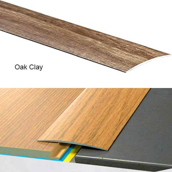 80mm Wide Self-Adhesive Aluminium Wood Effect Transition Strip Carpet Cover Door Floor Threshold