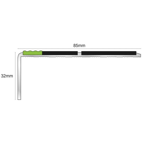 85mm x 30mm Commercial Stair Nosing Edge Trim With Anti Slip PVC Insert 