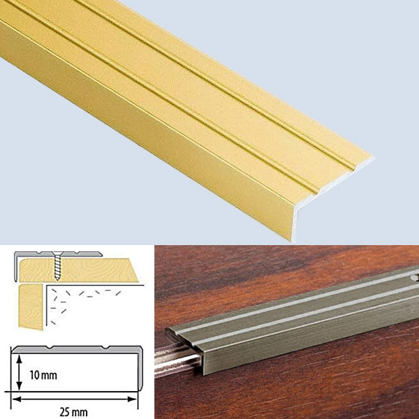 Aluminium Anti Non Slip Stair Edge Nosing Rubust Trim Drilled