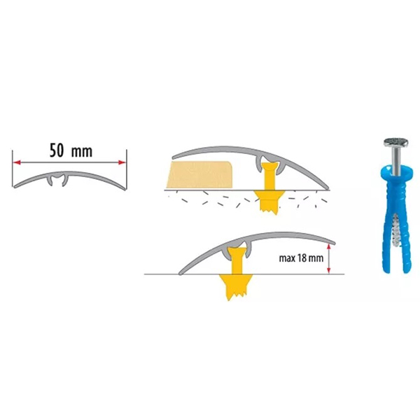 Aluminium Carpet Cover Door Thresholds Silver Floor Trim Transition Strip