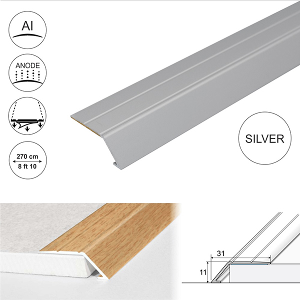 Aluminium Door Thresholds Ramp Self Adhesive For Connecting Wooden, Laminate, Carpet, Vinyl Floors