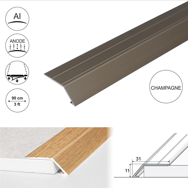 Aluminium Door Thresholds Ramp Self Adhesive For Connecting Wooden, Laminate, Carpet, Vinyl Floors