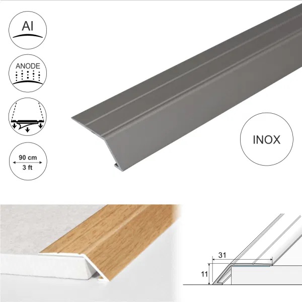 Aluminium Door Thresholds Ramp Self Adhesive For Connecting Wooden, Laminate, Carpet, Vinyl Floors