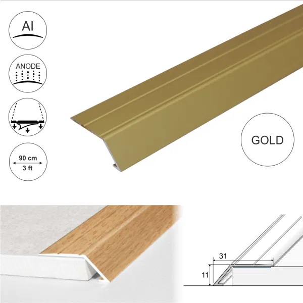 Aluminium Door Thresholds Ramp Self Adhesive For Connecting Wooden, Laminate, Carpet, Vinyl Floors