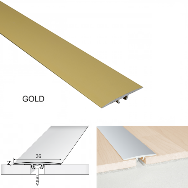 A68 Aluminium Flat Door Threshold 36mm Anodised Profile