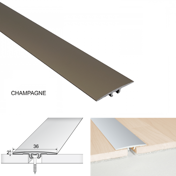 A68 Aluminium Flat Door Threshold 36mm Anodised Profile