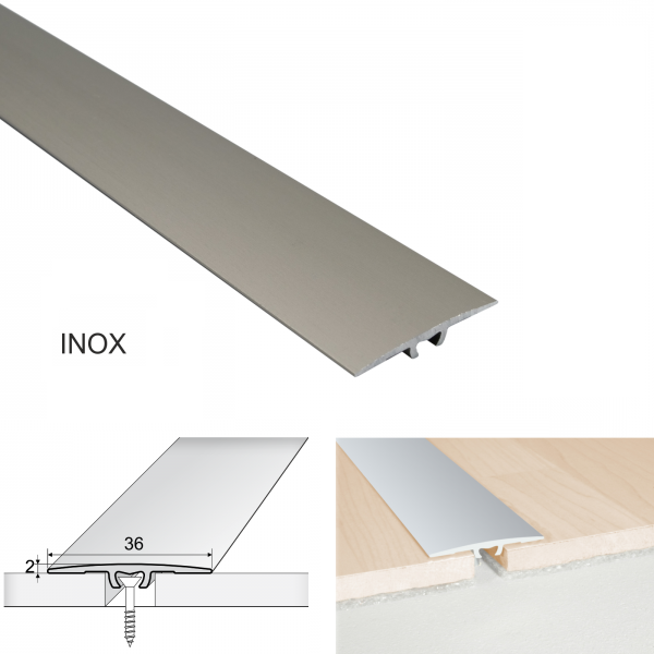 A68 Aluminium Flat Door Threshold 36mm Anodised Profile