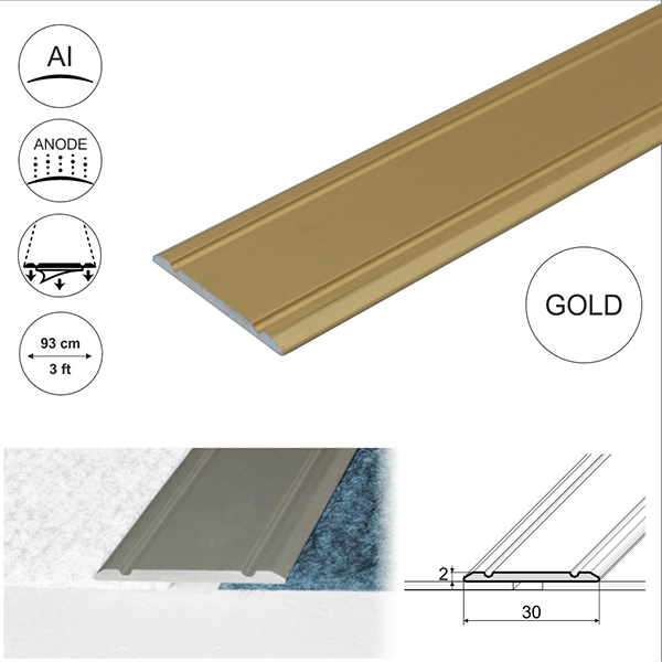 Aluminium Flat Door Threshold Self Adhesive For Wooden, Laminate, Carpet Vinyl Flooring