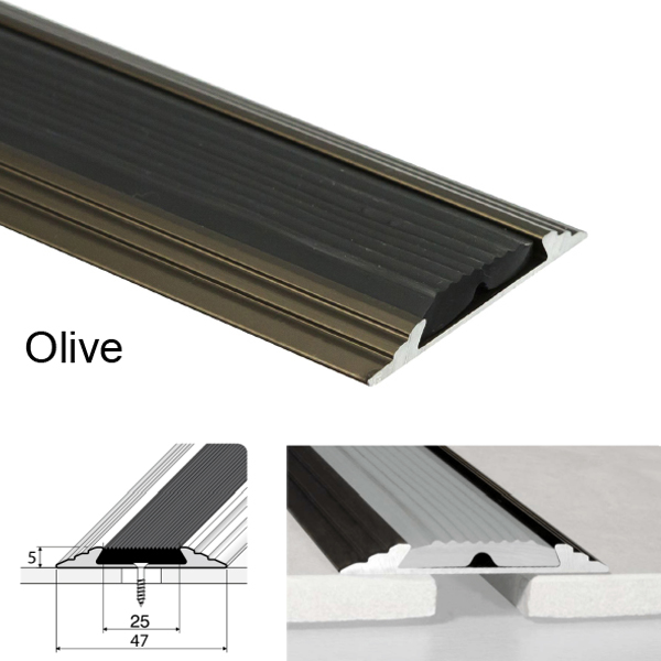 Aluminium Flat Non Slip Door Threshold A10 50mm Profile Anodised