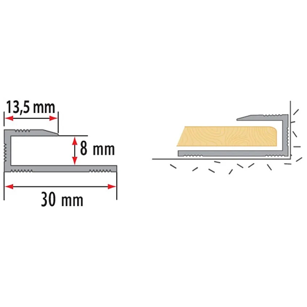 Aluminium Laminate Floor Edge Profile 8mm Trims Threshold Door Stops