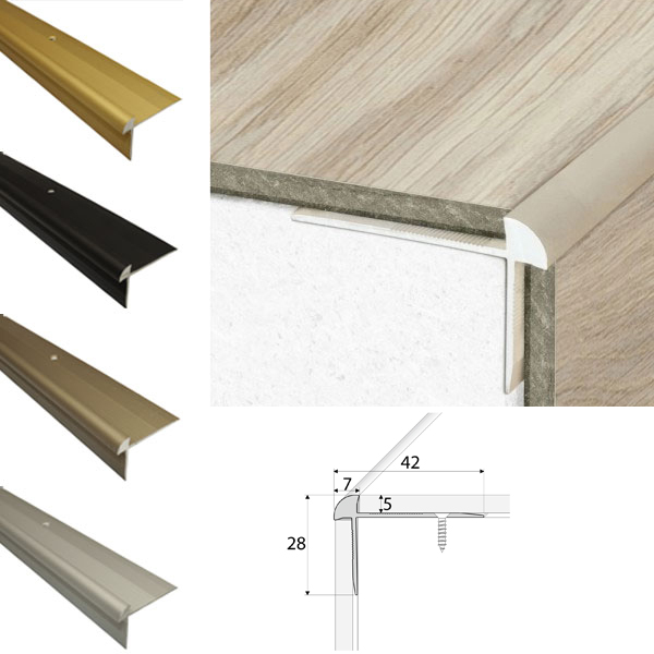 Aluminium Luxury Click Vinyl Flooring Stairs Nosing