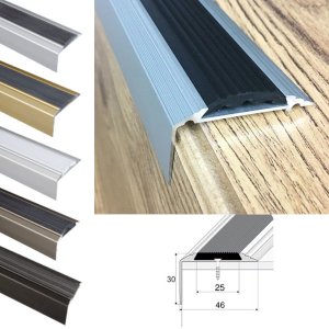 Aluminium Self Adhesive Anti - Slip Stair Nosing Edge Trim With Rubber Insert