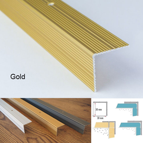 Aluminium Self Adhesive Stairs Nosing For Tile And Carpet Treads