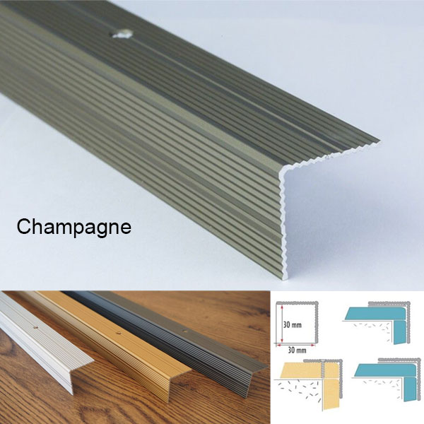 Aluminium Self Adhesive Stairs Nosing For Tile And Carpet Treads