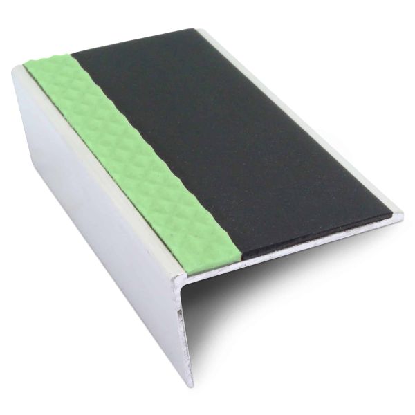 Aluminium Stair Nosing 57mm x 32mm Edge Trim With Anti Slip PVC Insert