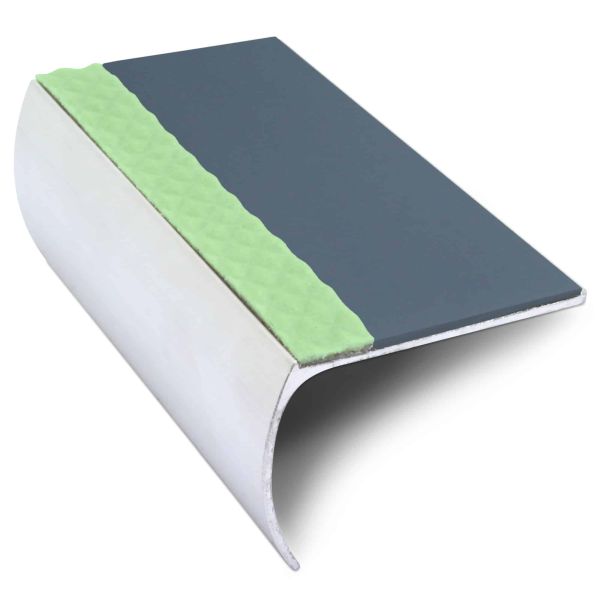 Aluminium Stair Nosing 57mm x 40mm Edge Trim With Anti Slip PVC Insert