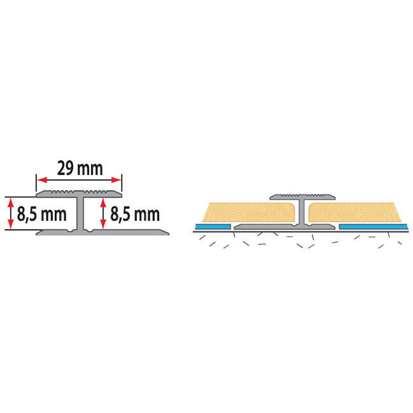 Aluminium Wood Effect Door Threshold Floor Bar Trim Laminate Connector