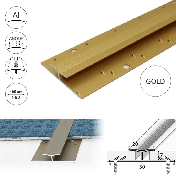 Aluminum Twin Grip Carpet Profile 18um thick coating