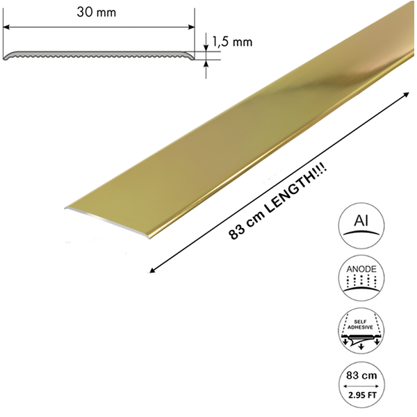 Anodised Aluminium Door Floor Bar Edge Trim Threshold Self Adhesive