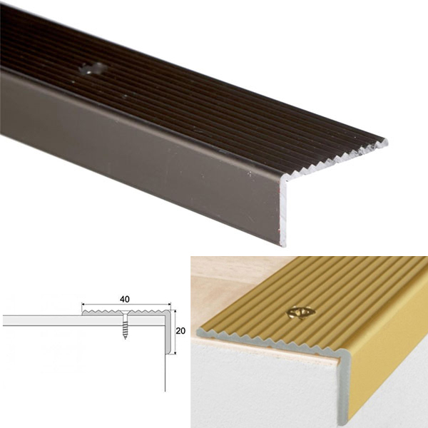 ANODISED Aluminium Non Slip Stair Edge Nosing Trim