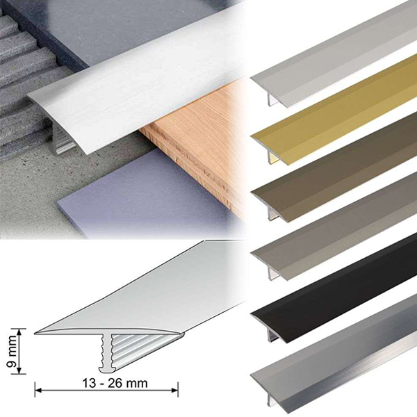 Anodised Aluminium Threshold Trim T Bar Transition Trim For Tiles