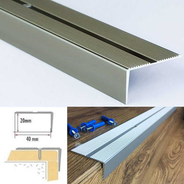 Anti Non Slip Stair Nosing Aluminium Edge Rubust Trim Drilled Carpet Guard