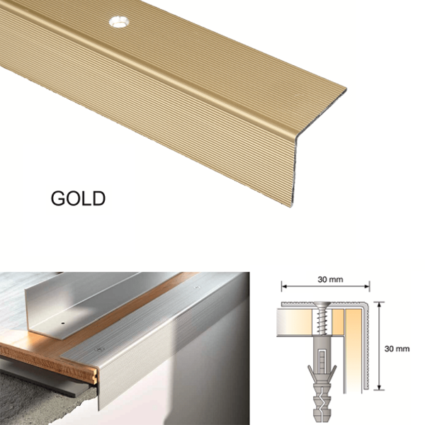 Anti Slip Anodised Aluminium Ribbed Treads Stair Nosing Edge Trim