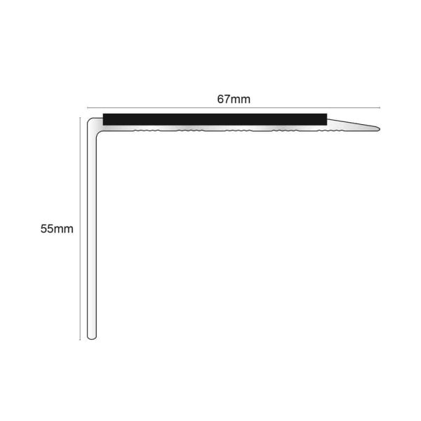 Anti Slip Stair Nosing 67mm x 55mm Edge Trim Aluminium With Pvc Insert DDA Compliant 