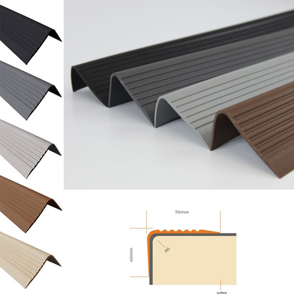 Bullnose Stair Nosing Non Slip PVC Rubber Angle Step Edge