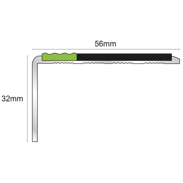 Commercial Stair Nosing 56mm x 32mm Edge Trim With Pvc Insert Anti Slip