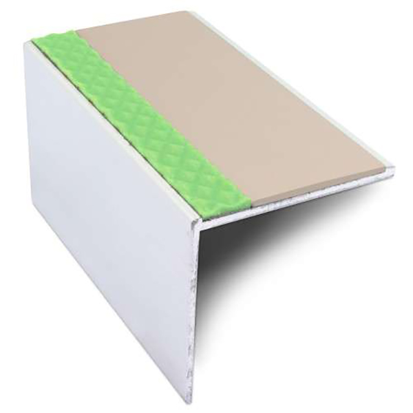 Commercial Stair Nosing 56mm x 55 mm Edge Trim With Pvc Insert  DDA Compliant Aluminium