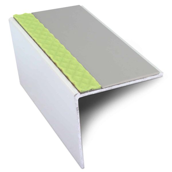 Commercial Stair Nosing 57mm x 55mm Edge Trim With Pvc Insert  DDA Compliant Aluminium