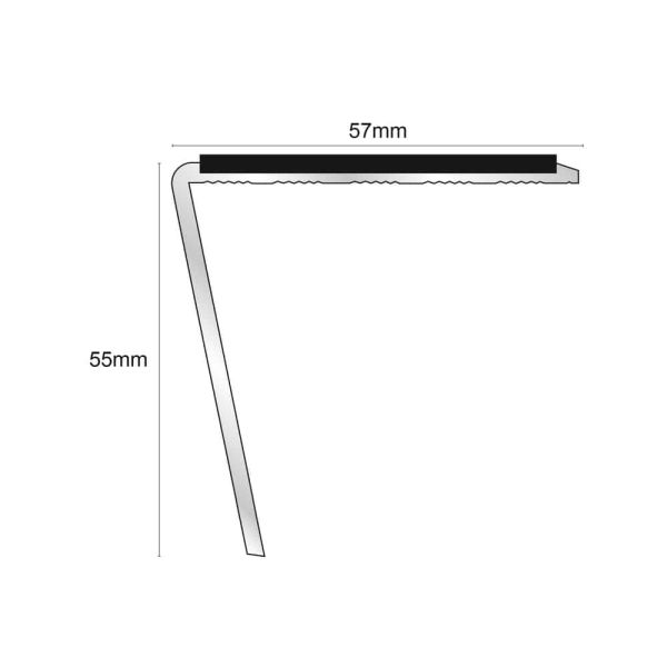 Commercial Stair Nosing 57mm x 55mm Edge Trim With Pvc Insert Aluminium Anti Slip